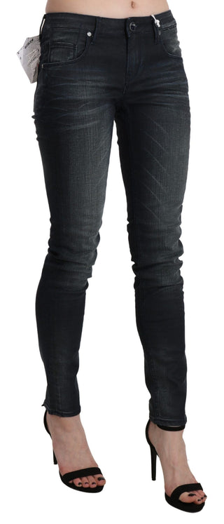 Acht Elegant Low Waist Skinny Black Jeans