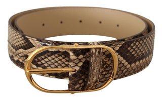 Dolce & Gabbana Elegant Phyton Leather Belt with Gold Buckle