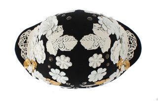 Dolce & Gabbana Elegant Black Floral Wool Cloche Hat