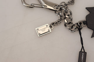 Dolce & Gabbana Elegant Silver and Black Designer Keychain