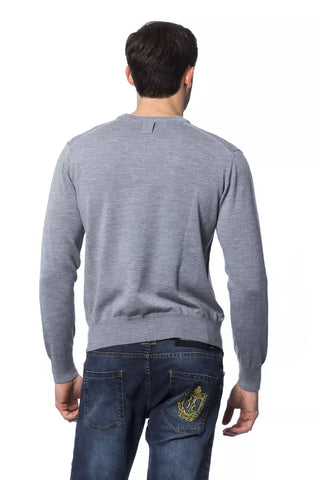 Billionaire Italian Couture Gray Merino Wool Men Sweater