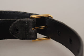 Dolce & Gabbana Elegant Velvet Belt with Engraved Buckle