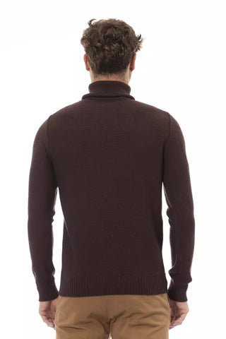 Alpha Studio Brown Merino Wool Men Sweater