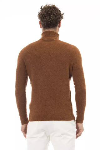 Alpha Studio Brown Alpaca Men Sweater