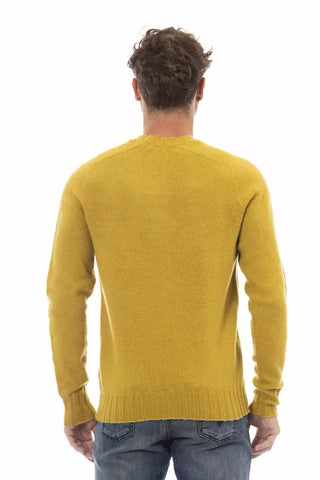 Alpha Studio Yellow Wool Men Sweater