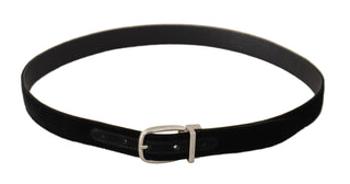 Dolce & Gabbana Elegant Velvet Black Belt with Logo Buckle