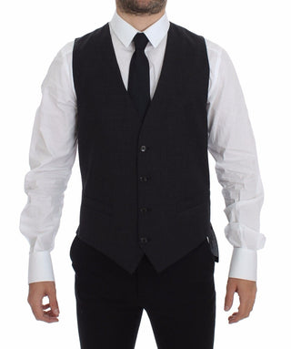 Dolce & Gabbana Sleek Gray Wool Dress Vest