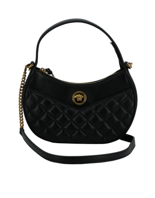 Versace Elegant Half Moon Leather Shoulder Bag