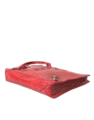 Balenciaga Exotic Red Alligator Leather Clutch