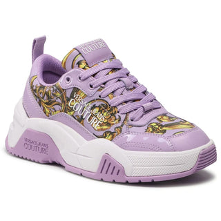 Versace Jeans Purple Leather Di Calfskin Sneaker