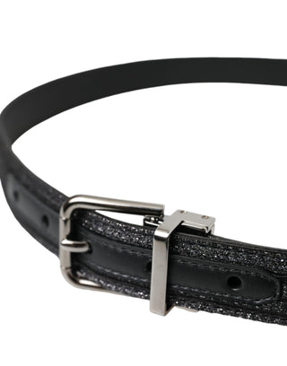 Dolce & Gabbana Black Jacquard Stripes Silver Metal Buckle Belt