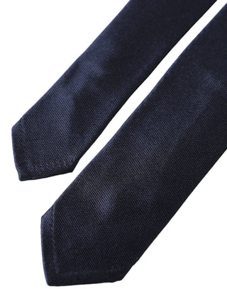 Dolce & Gabbana Blue Solid Silk Adjustable Tie Men