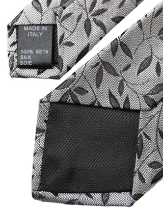 Dolce & Gabbana Gray Leaves 100% Silk Adjustable Tie