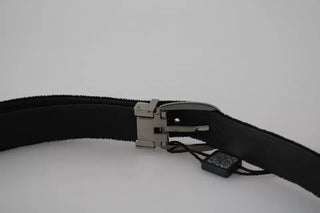 Dolce & Gabbana Black Velvet Silver Tone Metal Buckle Men Belt