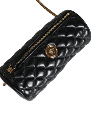 Versace Black Mini Quilted Lambskin Leather Crossbody Sling Bag