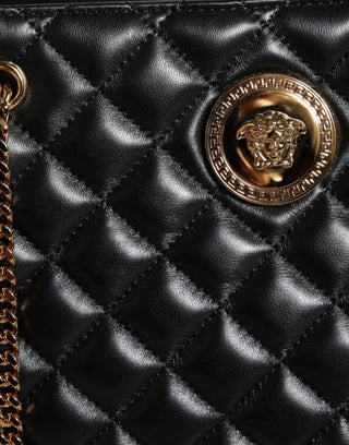 Versace Black Quilted Nappa Leather Shoulder Chain Strap Bag