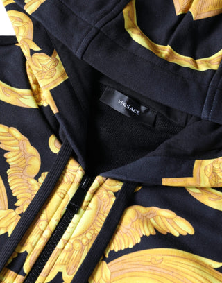 Versace Black Medusa Print Cotton Full Zip HoodieSweatshirt Sweater