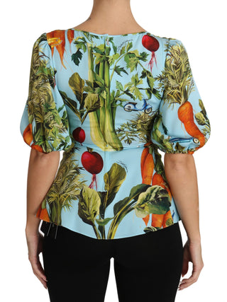 Dolce & Gabbana Vegetable Print Silk Top Extravaganza