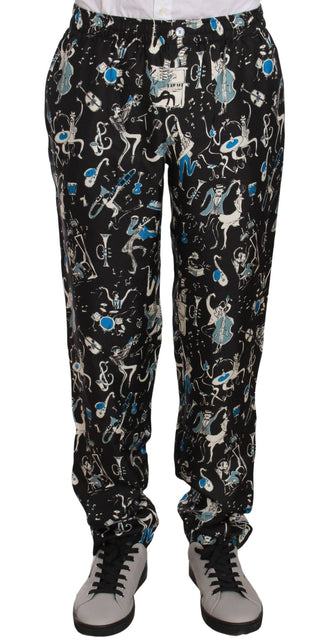 Dolce & Gabbana Elegant Silk Lounge Pants with Unique Print