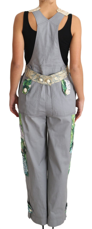 Dolce & Gabbana Exquisite Floral Embellished Denim Overalls