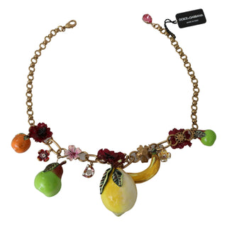 Dolce & Gabbana Crystal Embellished Floral Charm Necklace