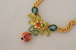 Dolce & Gabbana Elegant Gold-Tone Floral Fruit Necklace